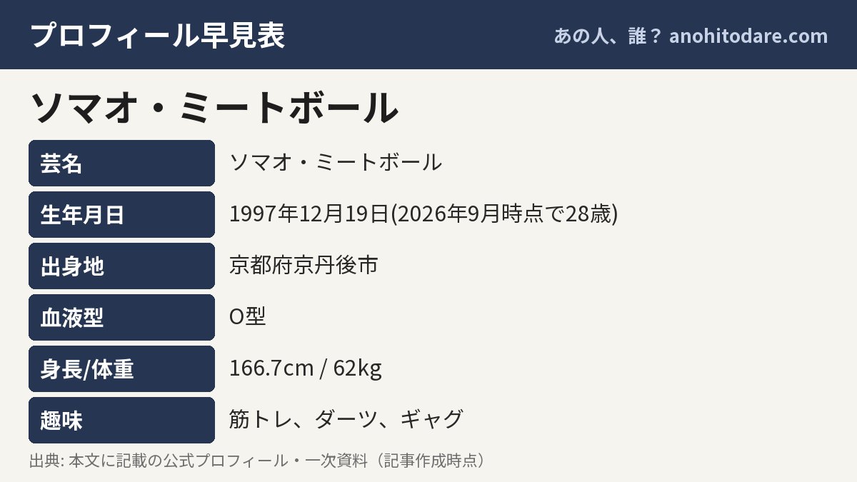 ソマオ・ミートボールのプロフィール早見表(芸名・生年月日・出身地・血液型)